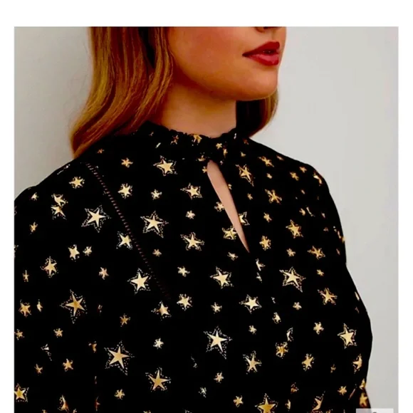torrid | Dresses | Nwt Torrid Womens Blackgold Star Mock Neck Chiffon Dress  X Gold Stars | Poshmark